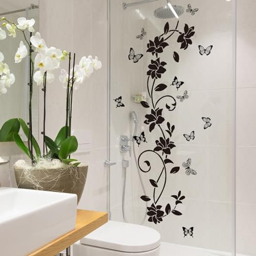 Wandtattoo Rebe Blumen Schmetterling Bäume Pflanzen Kunst Wandaufkleber Blumengarten Wandtattoos Wandsticker 30 cm x 90 cm(MS1709-YY)