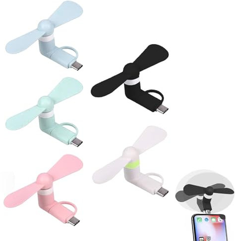 Mini Ventilador USB,Ventilador USB 2 En 1Tipo C,5Pcs Ventiladores De Teléfono Mini Portátil USB,Hojas De Ventilador Tipo C De Viaje,Ventilador Portable Del Teléfono Móvil,Ventiladores Portátiles