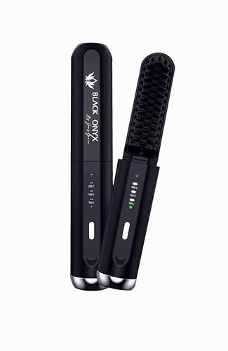 LA BLACK BRUSH, Brosse Lissante, Mini Lisseur Sans Fil Rechargeable, Brosse Chauffante Portable, brosse lissante voyage, Lisseur CHEVEUX FINS, lisseur sans fil, Fer à lisser