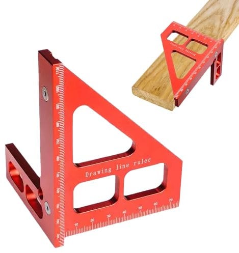 Multi Angle Measuring Ruler, 45°/90° Aluminum Alloy Woodworking Angle Ruler, Miter Triangle Ruler Sturdy Square Protractor, Angle Measuring Tool, High Precision Layout Measuring Tool