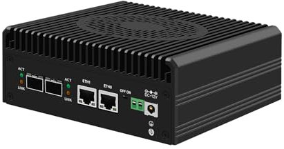 HUNSN Firewall Appliance, Mini PC, PFSense, Mikrotik, OPNsense, VPN, Router PC, I3 N305, RJ63, 2 x 226-V LAN, 2 x SFP+, 2 x HDMI, TF, Type-C, Phoenix Terminal, 16G RAM, 256G SSD