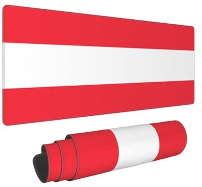 Phayah Großes Mauspad mit österreichischer Flagge, Büro-Schreibtischzubehör, wasserdichtes Gaming-Mauspad, Schreibtischunterlage, Computermatte, 30 x 80 cm