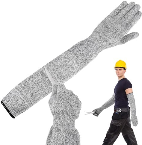 Guard Brand Level 5 Cut-Resistant Protective Gloves with Long Sleeves for Gardening and Kitchen Work, Heavy-Duty