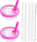 2 Pack 40 oz Tumbler Flip Straw Lid Replacement fit for Stanley Quencher, Spill Proof Splash Resistant Tumbler Lids, Reusable Tumbler Cover with 4 Straws and 1 Cleaning Brush (Rose Red, 40oz)