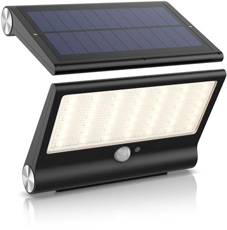 Brandson - Außenlicht mit Bewegungsmelder – LED Solarlampe mit 3 Farbtemperaturen 84 SMD-LEDs - Wandleuchte mit Solar Aussen – Außenbeleuchtung -1500 mAh Akku - IP54 - Solarpanel