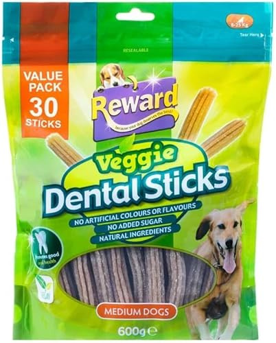 Ark future Rewared Veggie Dog Dental Sticks (Pack of 1 x 600g) – Natural Teeth Cleaning Chews for Dogs, Reduces Plaque & Tartar, Fresh Breath, All Breeds, 30 Sticks Per Pack