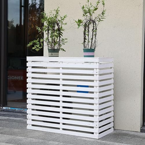 Cubierta De Madera para Aire Acondicionado Campana Exterior para Aire Acondicionado con Rejilla, Rejilla Exterior para Aire Acondicionado, Cubierta para Aire Acondicionado De Madera Maciza,