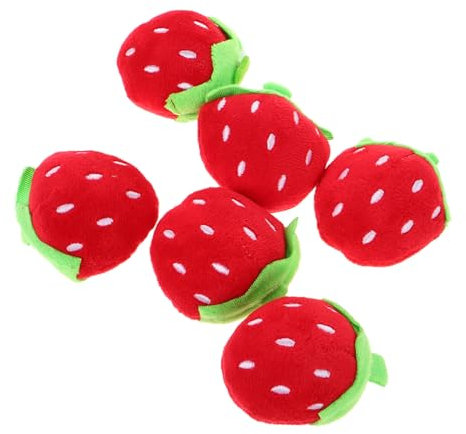 VALICLUD 6 muñecos de fresa para regalo de cumpleaños, peluches para bebés, peluches de fresa, minipeluches de frutas, algodón, color rojo