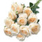 RXKFIGX 12 Pezzi Rose Fiori Artificiali Bouquet di Fiori di Seta Artificiale Rose Champagne Finte in Seta Artificiale per Matrimoni Home Office Cucina Ufficio Giardino（Champagne）