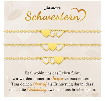 CheersLife 2/3/4/5 Stück Freundschaftsarmbänder, Schwester Geschenk | Geschenk Schwester Geburtstag Herz Armband Damen Freundin, Beste Freundin Geschenke, Geschenke für Mädchen Weihnachten