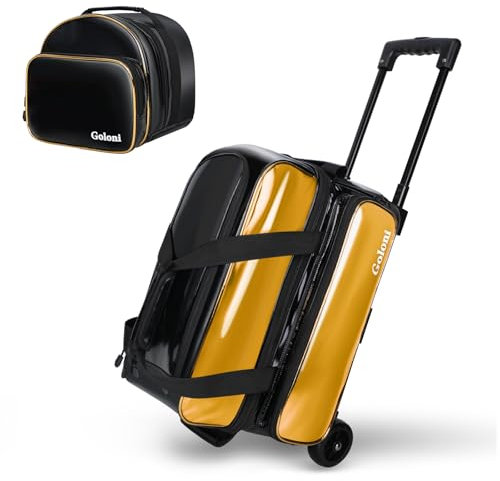Bowlingtasche mit 2 Bällen und 1 farblich passende Tragetasche für 3 Bälle mit Schuhfach für Schuhe (bis US-Herrengröße 44), einziehbarer Griff, ausziehbar bis 101,6 cm