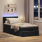 IKAYAA Boxspringbett 90 x 200 cm mit Bettkasten - Polsterbett 90 x 200 cm mit Matratze - Boxspringbett mit Stauraum -Bett komplett - Stauraumbett Schwarz