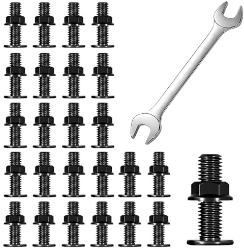 25 Pièces Boulon, M5 × 30 Tête Plate Boulons de Carrosserie en Acier Inoxydable avec Ecrous à Bride, avec Clé D'adaptation, pour Machines Industrielles de Construction (noir)