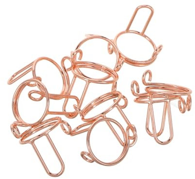 EPIGEIST 10 Pcs Rose Gold Metal Nail Rings Adjustable Fingertip Rings False Nail Tips Removable for Women Finger Embellishments