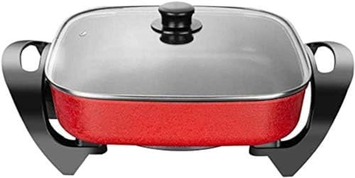 Electric Frying Pan, Square Multi Cooker Hot Pot with Glass Lid, Non-Stick Surface, Cool Touch Handles, 5L Capacity