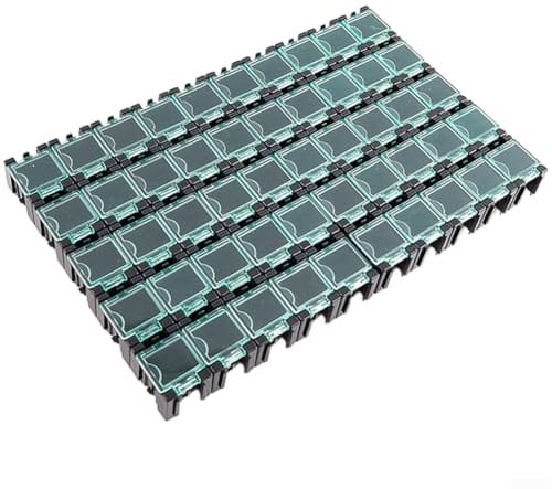 50 Stück Kunststoff-Aufbewahrungsboxen für SMD-Widerstände, Kondensatoren, Induktoren und Halbleiterteile (schwarz)