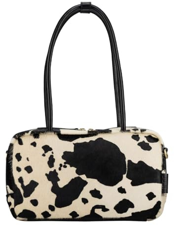 Jost Leder Schultertasche Umhängetasche Furry Cow Bowling Bag Black mehrfarbig