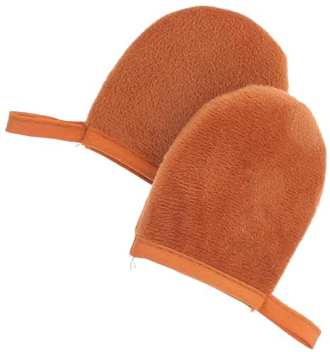 CIMAXIC Selbstbräunungshandschuhe mit Massageeffekt 2 Stück Pack aus Braunem Plüsch für Schnelles und Effizientes Auftragen für Sonnenöl und Bräunungscreme