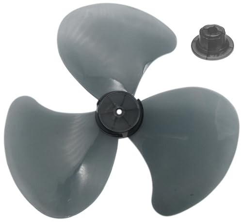 Sjfbebsy 16 Inch Plastic Fan Blades Replacement, 3 Leaves Fan Blades with Nut Cover, Plastic Blade for Household Standing, Pedestal, and Table Fans, Clear Black
