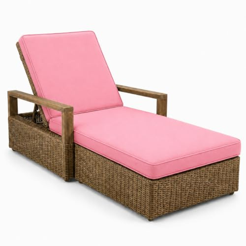 AZMAHT Materassino Prendisole, Materassino per Lettino Prendisole Lettino Spiaggia da Esterno Impermeabile con Schiuma 50D, per Giardino, Terrazza, Piscina & Spiaggia,Rosa,183x53x5cm