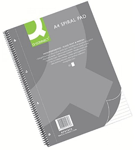 KF01072 Q Connect Spiral Pad Executive A4 80 Leaf Ruled Feint and Margin
