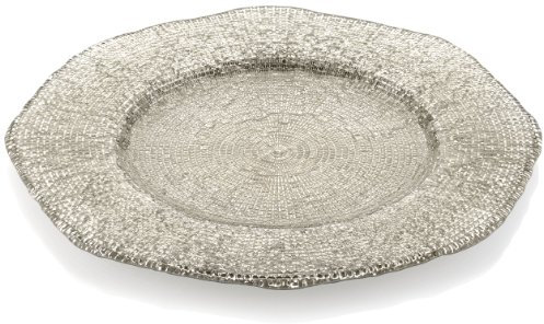 IVV Glassware Diamante 13-1/2-inch Round Charger, Beige Cromato