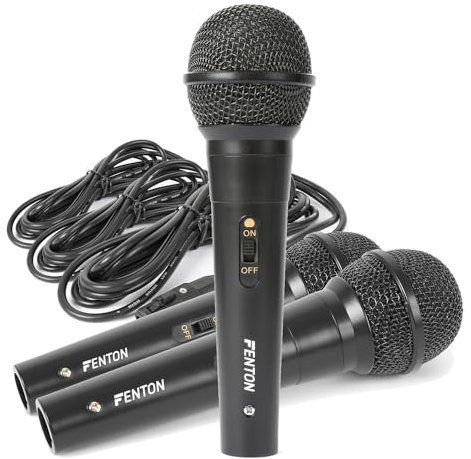 Set of QTX Black Dynamic Cardoid Disco DJ Karaoke Microphone PA Recording Mic