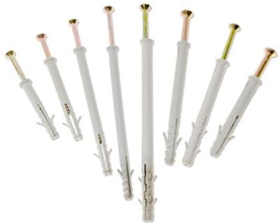 20 x Nylon Frame Hammer Anchor Screw Fixings, 120mm x M8 used to fix windows, doors and conservatory frames to masonry walls