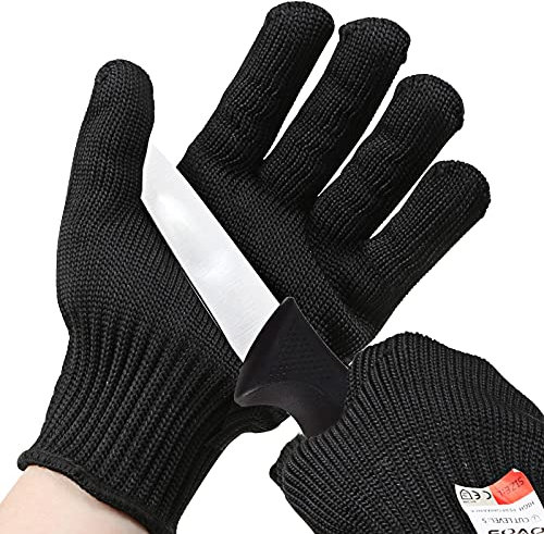 OVOS Work Gloves Stainless Steel Wire Mesh Gloves Cut Resistant, Safety Work gloves Anti-Slash Cut Static Resistance Protect Gloves - Resistant Level 5 Cut Protection