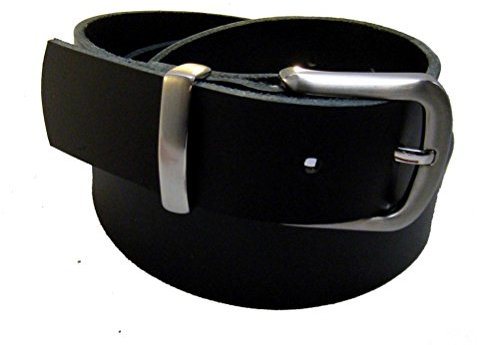 Wolfszeit Nickelfreier Herrengürtel aus echtem, schwarzem Rindleder (SBW) (90)