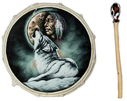 50cm Grosse Schamanentrommel Wolf Indianer Rahmentrommel Bodhran Drum Djembe