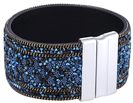 Morella Damen Armband verziert mit Zirkoniasteinen und Magnetverschluss blau