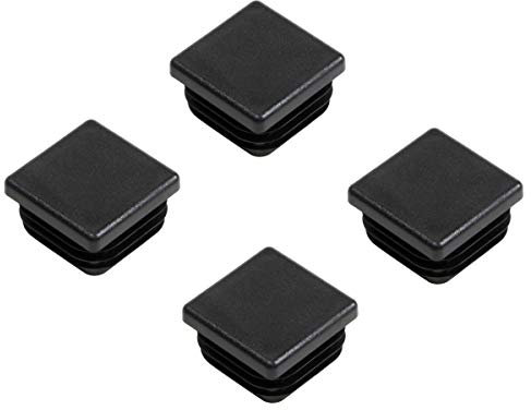 Gedotec PE Rohrstopfen | 4 Stück - Fußkappen schwarz aus Kunststoff für Vierkantrohr | Formrohr-Stopfen quadratisch | Lamellenstopfen 50 x 50 mm | Made IN Germany | Abdeckkappen für Quadratrohr
