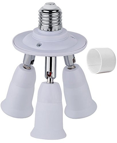 Fineled, adattatore splitter 3 in 1 E27 E26, portalampada universale E26 E27 con piegatura a 360 gradi regolabile a 180 gradi