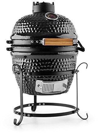 Klarstein Princesize - Parrilla Kamado, Cerámica, 11, Barbacoa Japonesa, Ahumador, Horno cerámico, asador, Baja Temperatura carbón, Ideal Madera aromática, BBQ slowcooking, Slow Food brasa, Negro