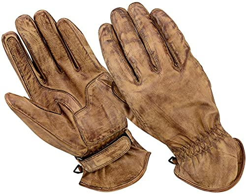 BOSmoto Motorrad Handschuhen Racing Kevlar gewachst Leder Handschuhe Wachs (XL, Wachs Braun)