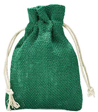| 3 Jutesäckchen - 50x40 cm - 100% Jute, Geschenkbeutel, Dekoration, Aufbewahrung, Winter-Topfschutz (grün)