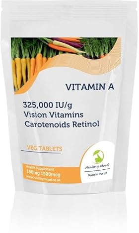 Vitamin A 150mg 1500mcg 325,000 IU/g x90 Tablets Pills UK Nutrition Vision Vitamins Carotenoids Retinol
