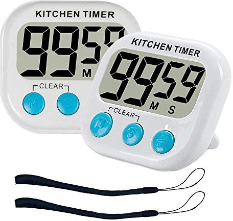 ZFYQ Temporizador de Cocina, Digital magnético Temporizadores con Alarma Fuerte y Pantalla LCD Grande, 2 Piezas
