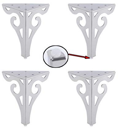 Möbelfüße 4Pack, Edelstahl-Sofabeine, Metallschrank-Kabinett-Bein, Ersatzteile, Belastbarkeit 800KG / 1764lb, Silber (120mm/4.7in)