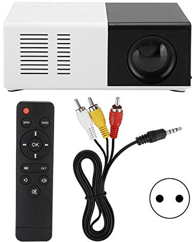 Mini projecteur, projecteur à LED Portable Compatible 1080p Full HD Max.Ecran 1800 ANSI 70 Durée de Vie de la Lampe, vidéoprojecteur avec Haut-Parleur intégré, entrée HDMI/AV/USB/Mini SD(UE)