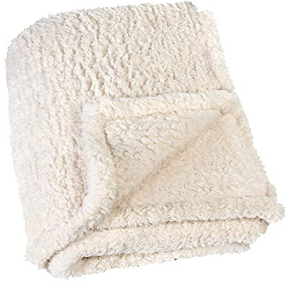 LINDER Plaid Teddy molletoné en Polyester en Coloris écru Blanc cassé en 130x150cm