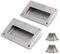 Bestgle 2 Pack Flush Recessed Sliding Rectangle Door Pull Handles Handles, 5 x 3-1/4 Stainless Steel Finger Pulls Hidden Handle for Drawers Cupboards Cabinet Closet Doors