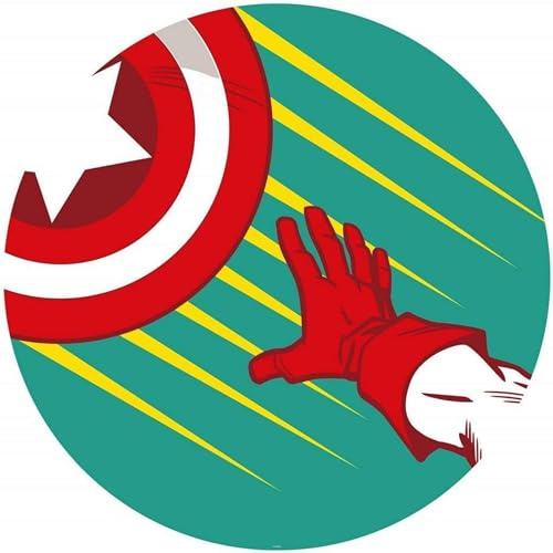 Komar Marvel DD1-055 Round Self-Adhesive Fleece Photo Wallpaper Avengers Captain's Shield Pop Art Diameter 125 cm Children's Room Wall Sticker