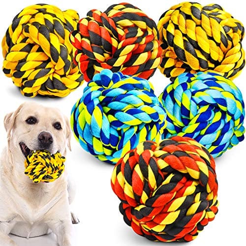 SHARLOVY Giocattoli da masticare per cani aggressivi, palline per cani per cani di taglia grande, giocattoli per cani resistenti con corda in cotone dentale, giocattolo per cani di taglia media,