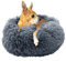 Fur & Bone Round Plush Donut Dog Bed - Fluffy Self-Warming Pet Bed - Washable with Non-Slip & Waterproof Bottom - Calming Dog & Cat Bed (40cm, Dark Grey)