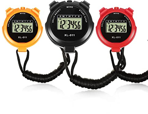 3 Pieces Sports Stopwatch Timer Multi Function Sport Digital Stop watch Large Display with Date Time and Alarm Function Shockproof Sport Stopwatch for Swimming Running Sports Training (Multicolored)