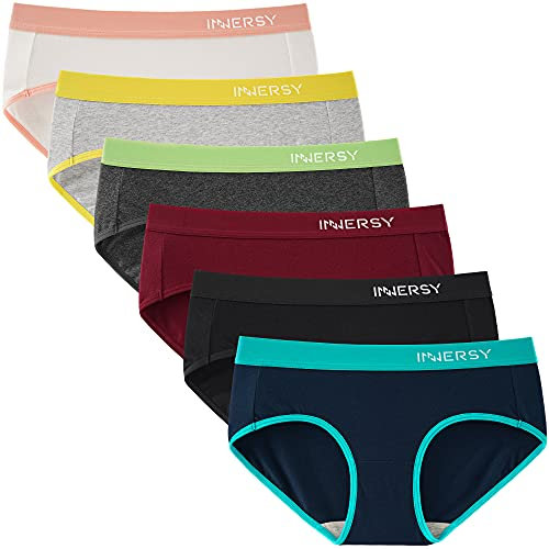 INNERSY Baumwoll Unterwäsche Damen Schlüpfer Frauen Hipster Pantys Set Sport Unterhose Mehrpack 6 (S, Sport Mehrfarbig)
