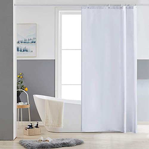 Furlinic Tende Doccia Anti-Muffa Tessuto in Poliestere, Bianco Tende Doccia Angolare Impermeabile &Lavabile,Tenda Vasca da Bagno con 6 Ganci Tenda doccia 80x180cm.