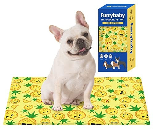 furrybaby Dog Cooling Mat,Self-Cooling Mat for Dogs Waterproof Cool Pad for Dog Indoors Outdoors Car Summer Use S(40x50cm), Yellow